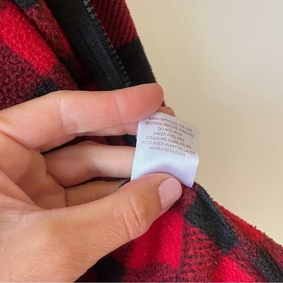Nevada Men’s Buffalo Plaid Fleece Zip Hoodie Jacket Red Black Medium Warm Cozy - Picture 5 of 10